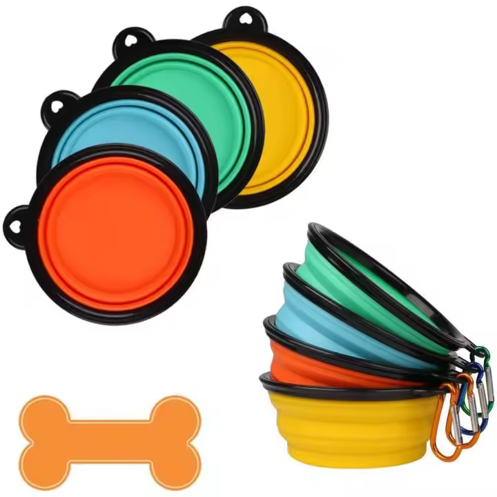 Cuenco plegable de silicona para perros de 4 piezas, cuenco de viaje plegable para perros y gatos pequeños y grandes - 1