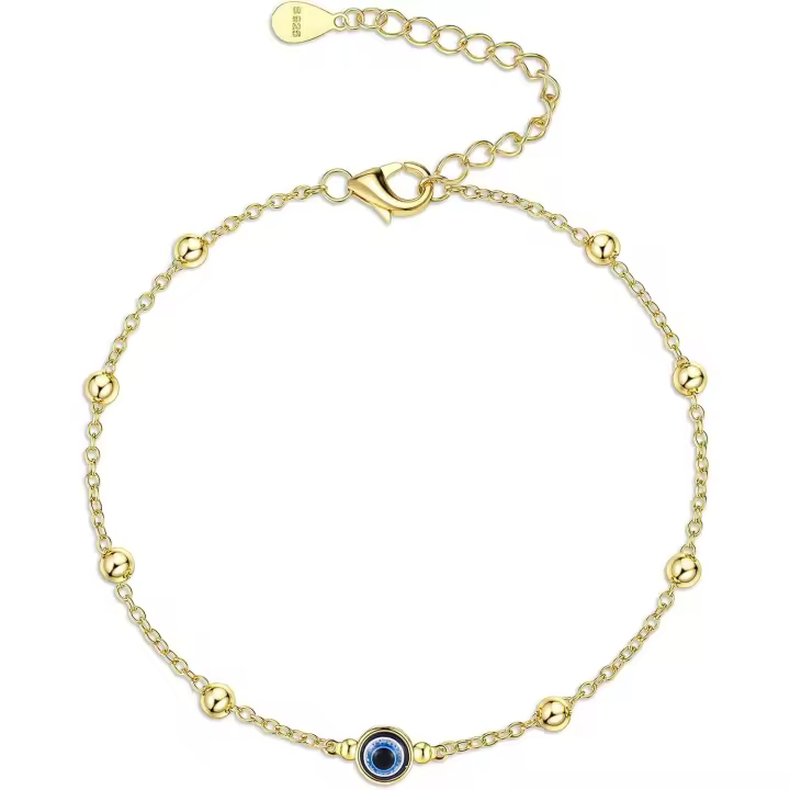 Tobillera para mujer, con cuentas de ojo malvado, tobillera de playa, tobillera ajustable de verano, joyería para el tobillo - 1