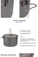 Juego De Cocina De Camping Widesea En Titanio Cañón De Turismo Para Piqueniques Y Senderismo Con Capacidad De 1.3L - details 2