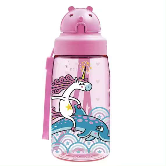 Botella UNICORNIO de tritan 450 ml con pajita de Laken - 1