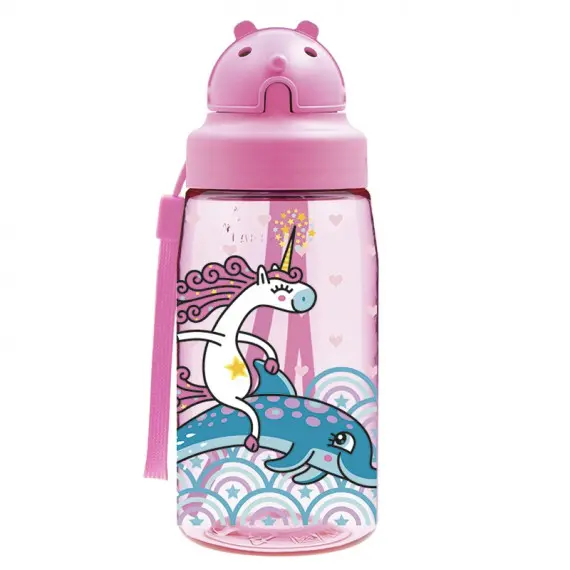 Botella UNICORNIO de tritan 450 ml con pajita de Laken - 1