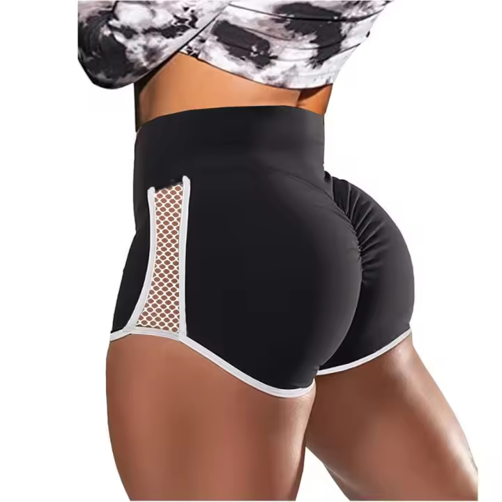 Shorts De Yoga Para Mujer De Verano Cintura Alta Con Agujeros Lados Ajustados Y Elásticos Para Ejercicio Y Running - 1