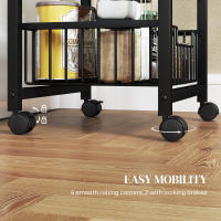 HOMCOM Carrito de Cocina Carrito Verdulero para Cocina con Cestas Deslizables y Marco de Acero Carrito Auxiliar con Ruedas para Comedor - details 4
