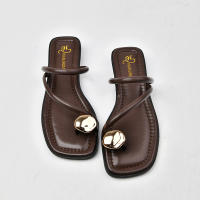 Sandalias De Lujo Para Mujer Zapatos De Verano Mules De Cuña Plataforma Retro Con Decoración Metálica Cierre Pull on Talla True - details 0