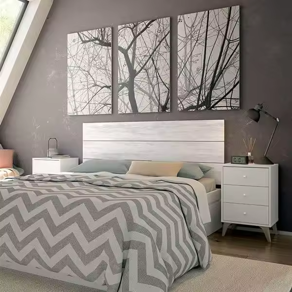 Conjunto cabecero y 2 mesitas Sweet para camas de 135-150 cm blanco velho/artik - 1