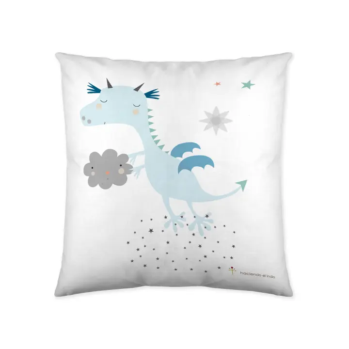 FUNDA DE COJIN VACIO INFANTIL 100% ALGODÓN MAGIC DRAGON 40x40 CM HACIENDO EL INDIO FABRICADO EN ESPAÑA - 1