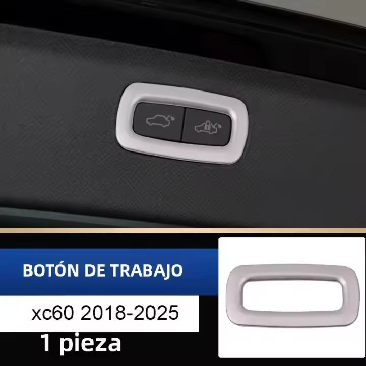 Botón deInterruptor De Acero Inoxidable Para Volvo XC60 2018-2024 Marco De Enchufe Para Maletero Cubierta De Apertura Adhesivo De Mouldings Internos - 1