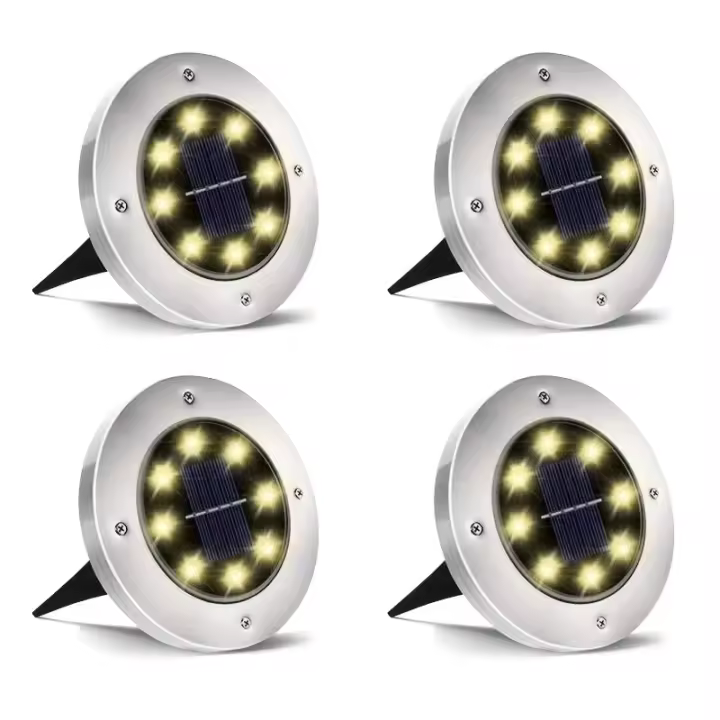 Luces De Jardín LED Impermeables Para Paisaje Exterior Luz Solar In-Ground Para Patio Camino Césped 4 Piezas Material De Acero Inoxidable - 1