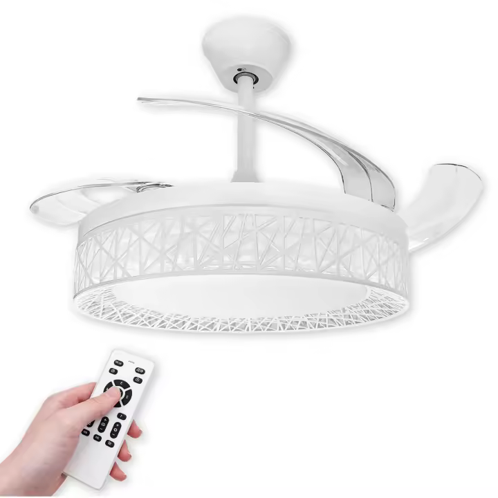 LED ATOMANT Ventilador de Techo con Luz LED 40W con Luz Regulable CCT 4100LM, Ø109cm, Aspas Retráctiles, Motor DC Silencioso y Eficiente, 6 Velocidades, Modo Verano/Invierno, Temporizador, Bajo Consumo, Ideal para Salón, Dormitorio u Oficina, con Mando - 1
