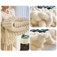 Manta De Peluche De Conejo Artificial Para Otoño Manta De Sofa Suave Y Cálida Manta Gruesa Para Cama Color Plush Tamaño Grande - details 5