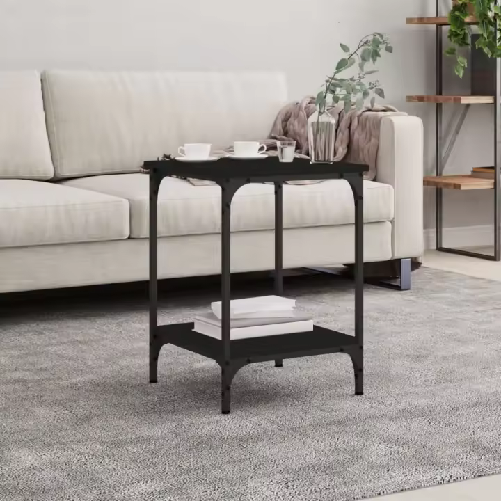 vidaXL Mesa de centro madera de ingeniería negro 40x40x55 cm - 1