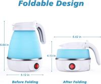 Foldable Electric Kettle,Mini Travel Kettle, Silicone Electric Water Boiler,Collapsible Kettle with Separable Power Cord—Blue - details 0