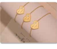 Encanto Joyas personalizadas para bodas, casamientos y festividades, cartas de amor con incrustaciones de circonitas, pulseras artesanales de acero inoxidable con temperamento chapado en oro real de 18 quilates, joyas que conservan el color. - details 4