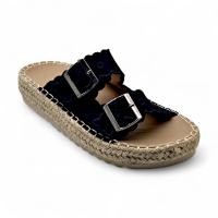 Calzados soraia, Sandalias con Plataforma de Yute y Doble Hebilla, Chanclas con Plataforma de Esparto y Tiras Festoneadas, Calzado Casual con Plataforma de Yute y Diseño Cómodo Liso Bohemio - details 1