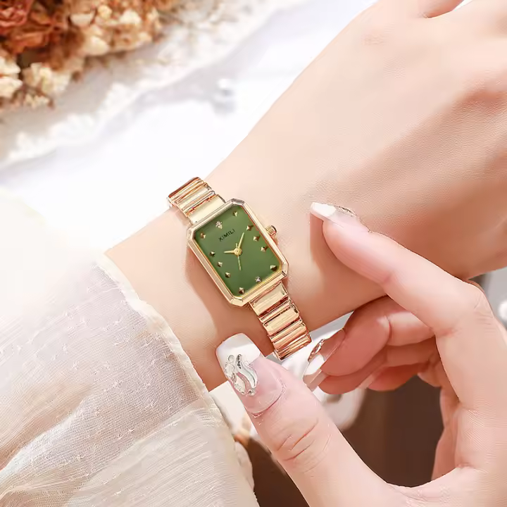 Reloj De Pulsera Para Mujer Koushi De Acero En Forma Rectangular Con Correa De Banda Moda Casual No Resistente Al Agua Movimiento Cuarzo - 1