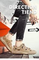 Zapatos De Cuero Para Hombre Verano Senderismo Al Aire Libre Transpirables Antideslizantes Resistentes Al Desgaste Con Malla Suaves Y Cómodos Sandalias Casuales Con Hebilla De Cierre - details 1