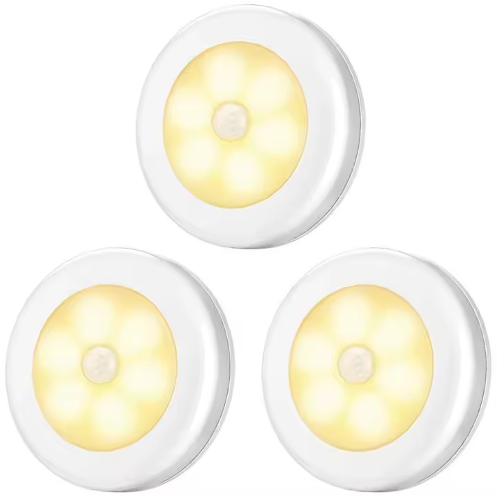 (3 PCS)Upgraded Motion Sensor Light, Cordless Battery-Powered LED Night Light, Closet Lights Stair Lights, Puck Lights, Safe Lights for Hallway - 1