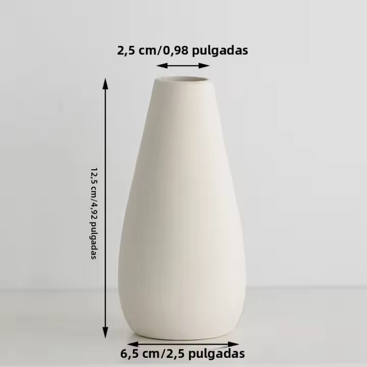 Vaso De Flor Cerámico Blanco Alargado Estilo Nórdico Minimalista Decoración De Escritorio Para Arreglo Floral Y Flores - 1