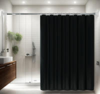 Cortina de Ducha Cortina de Baño Poliéster Impermeable Cortina Bañera with 12 Ganchos para Ducha y Baño 180/200x200CM - details 1