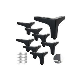 Sollbry - Juego de 8 patas de sofá de metal de 10 cm, patas de mesa de centro de metal, carga de hasta 600 kg, patas de mueble negras, soporte de mesa/sofá de hierro forjado, pata de soporte de TV, armario con 40 tornillos