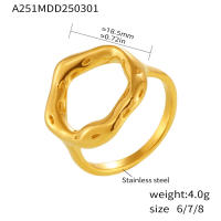 Vintage único Anillo Redondo Patrón de Textura fundidas detalle de las mujeres de Oro de Textura temperamento joyería impermeable de regalo - details 4