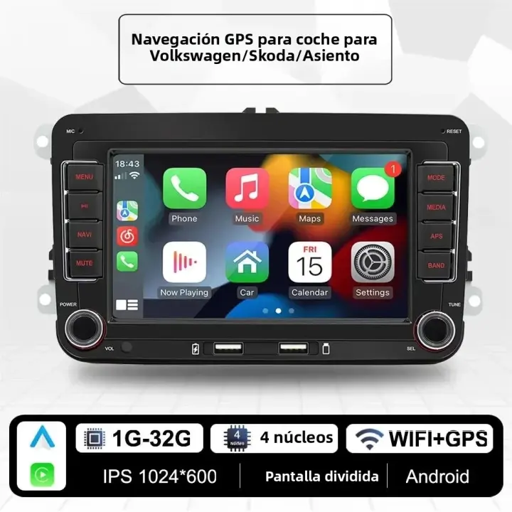 Reproductor Multimedia Para Coche 2 Din Con Wireless Carplay Android Auto GPS Para Volkswagen Golf 5 6 Polo Passat B6 B7 CC Skoda Jetta - 1