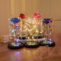 Regalo De San Valentín Para Novia Rosa LED Eterna En Cubierta De Vidrio Favor De Boda Para Madre Cumpleaños Decoración De Oficina - details 1