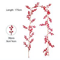 Guirnalda De Navidad Artificial De Bayas Rojas 175cm/190cm Planta Artificial Para Decoración De Hogar Arbol De Navidad Adorno De Boda Colgante - details 4
