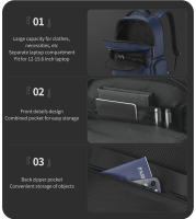 Mochila De Negocios Para Hombre Con Garantía De Vida Impermeable Capacidad Para Portátil De 15.6 Pulgadas Mochila De Viaje Estilo Connect Para Escuela Y Universidad - details 7
