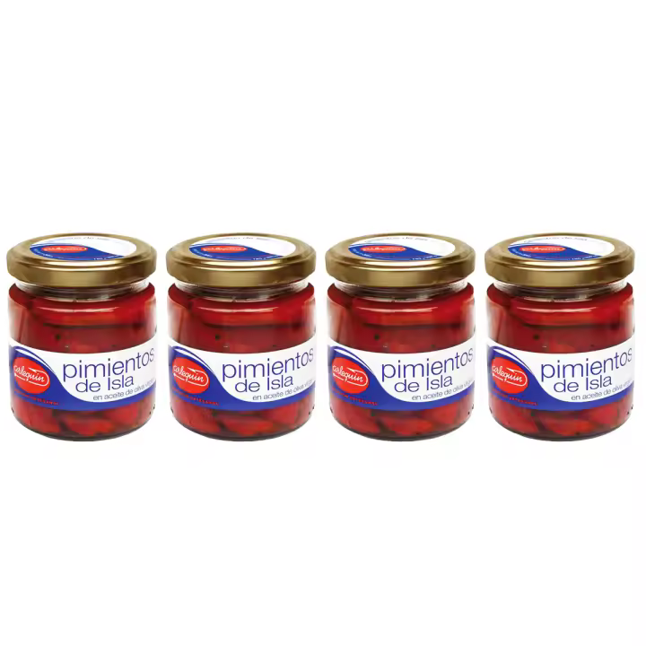 ARLEQUIN Pimientos de Isla, Asados al Horno de Leña, Pack de 4 Tarros de 220 grs (880 grs) - 1