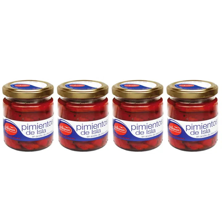 ARLEQUIN Pimientos de Isla, Asados al Horno de Leña, Pack de 4 Tarros de 220 grs (880 grs) - 1