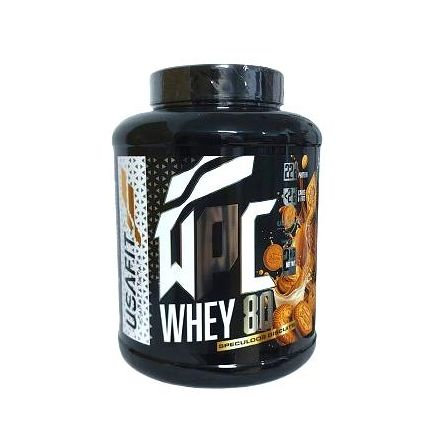 Proteína Whey 80 2kg SPECULOOS - Whey Protein - USAFIT - Concentrado de proteína de suero WHEYCO®. La mejor calidad para la recuperación muscular. Bajo en grasas, sin azucares añadidos.