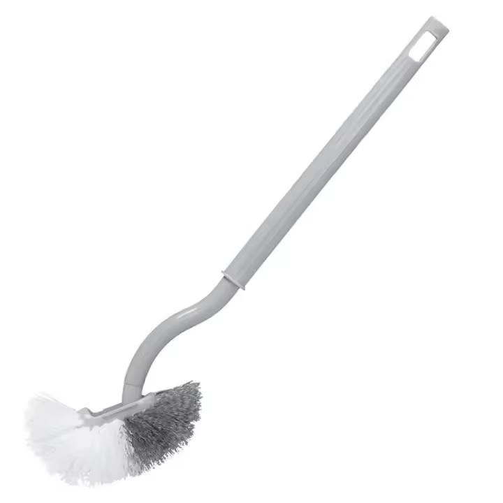 2 escobillas para inodoro, escobilla para inodoro, escobilla para inodoro de plástico con mango largo, con cerdas fuertes, gris - 1
