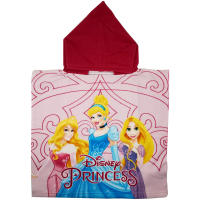 Princesas Disney Toalla Poncho de Playa y Piscina para Niñas de 2 a 6 años, Princesas Disney Poncho Microfibra Tamaño 50x50cm (Desplegado 50x100cm), Poncho Infantil con Capucha Niñas, Color Rosa - details 2