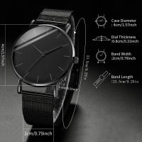 DEYROS Reloj De Cuarzo Para Hombre Estilo Casual Sencillo Y Elegante Set De 4 Piezas Color Negro Regalo Ideal Para Cumpleaños - details 3