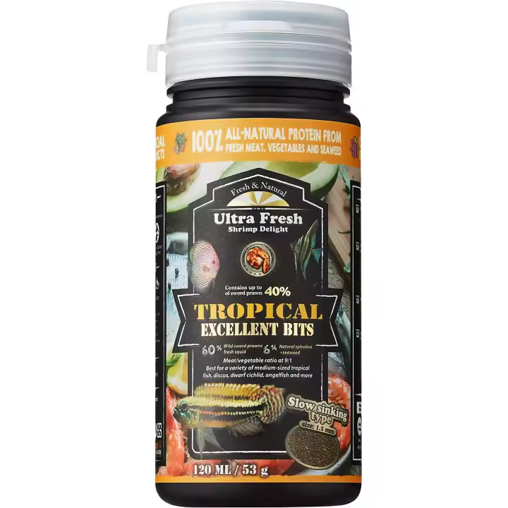 Ultra Fresh Tropical Excellent Bits 120ml Azoo - Alimento para Peces Tropicales - Grano Medio | Nutrición Equilibrada - 1