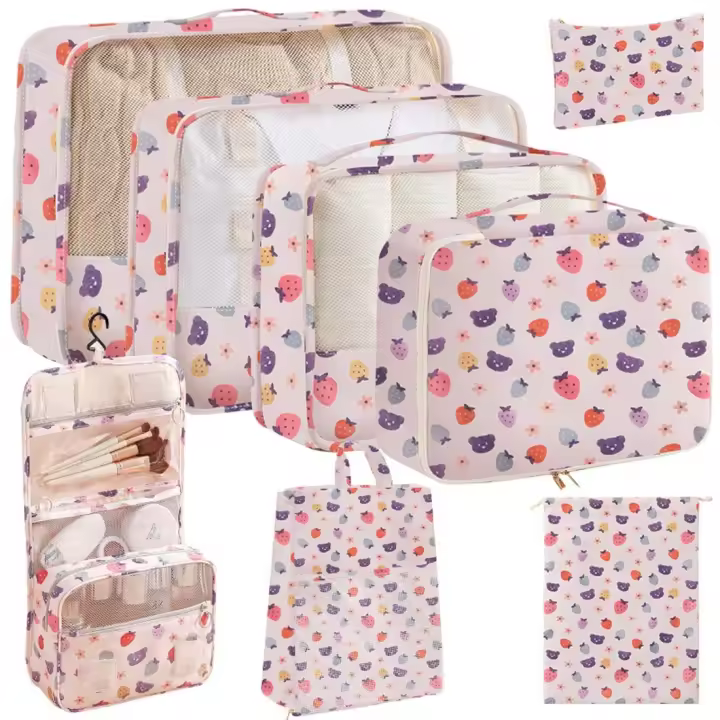 Juego de Bolsas de Almacenamiento de Viaje de Ocho Piezas - Organizador Equipaje - Durable y Plegable - 1
