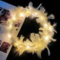 Diadema De Plumas LED Para Mujeres Corona De Ángel Luminosa Para Fiestas Boda Festival Cumpleaños Headband De Luz - details 3