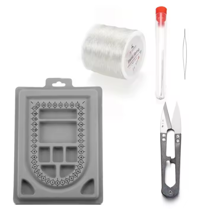 Set De Herramientas Para La Creación De Joyas DIY Con Cuerda Elástica De Perlas Agujas De Perlecer Y Tablero De Pulseras Gris Flocado Para Manualidades - 1