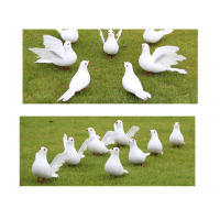 2 Pcs Pájaros De Paz Artificiales Decoración Para Hogar Y Boda Figura De Pigeon Blanco Adorno De Fotos Simple Pigeon Wing - details 3
