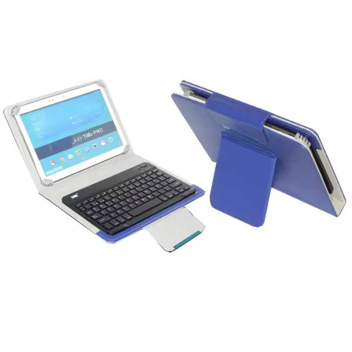 FGNS Funda con Teclado Español Ñ Bluetooth para Tableta de 9"-10.8" , Teclado inalámbrico con Funda de Cuero PU universal con enganches adaptables para Tableta Compatible con Android, Windows e iOS. - 1