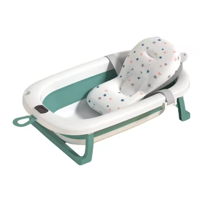 LUTODY - Bañera plegable para bebés Con cojín reductor y sensor de temperatura - Portátil de viaje con patas antideslizantes - Apto para bañera y plato de ducha - Recién nacidos - 1