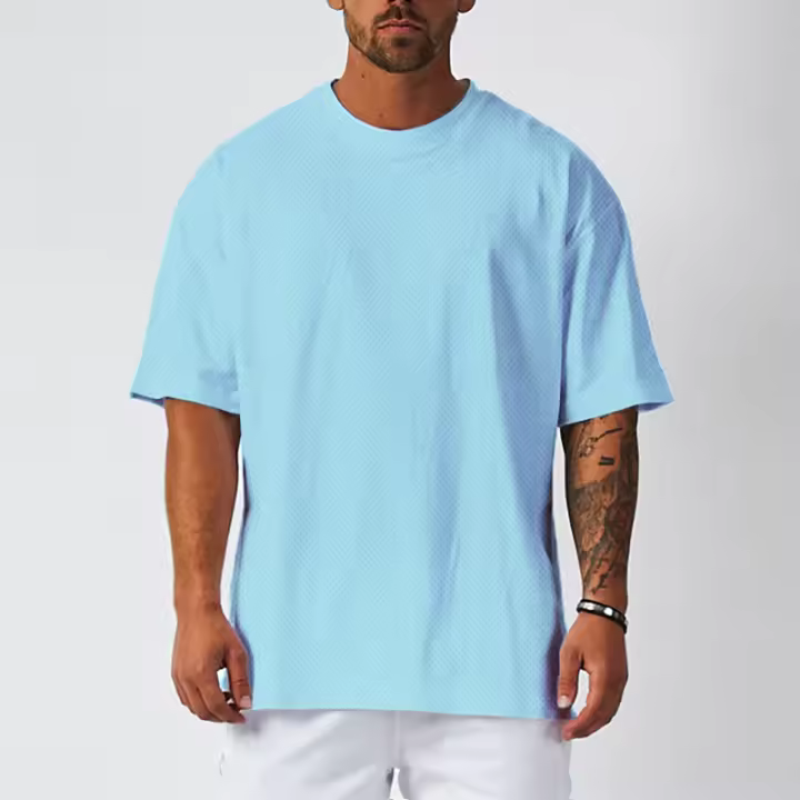 Summer Short-sleeved T-shirt Men's Large Size Loose Thin Section Breathable Round Neck Half-sleeved Top - 1