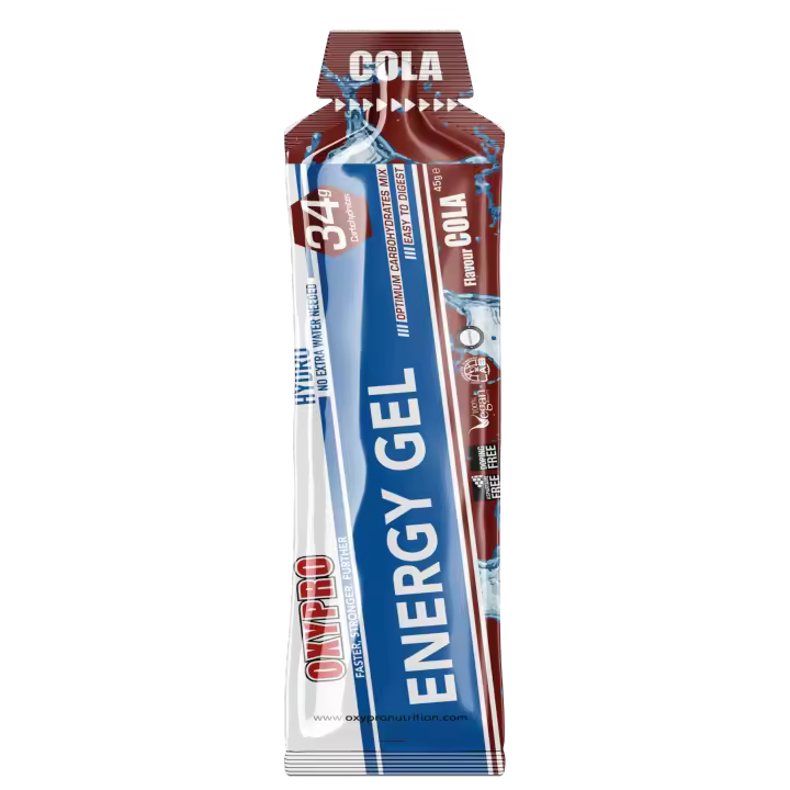 OXYPRO® Nutrition - ENERGY GEL sabor Cola sin cafeina - 34g CH - 100% HYDRO - No extra water needed - Suitable for Vegans - 1