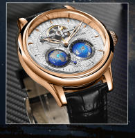 Reloj Mecánico SEAKOSS Para Hombre Con Movimiento Automático Y Resistencia Al Agua Rotación De La Tierra Doble 3D Cuero Acero Inoxidable - details 8