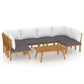 VIDAXL 3087024 conjunto de muebles de exterior hechos de madera de acacia con una mesa 4 sofás centrales y 2 sofás de esquina - 1