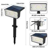 Lámpara Solar Exterior IP65 49LEDs 1pc Luz De Jardín Solar 3000K/6000K Farol Solar Para Pared Control Remoto Dimmer Incluido - details 8