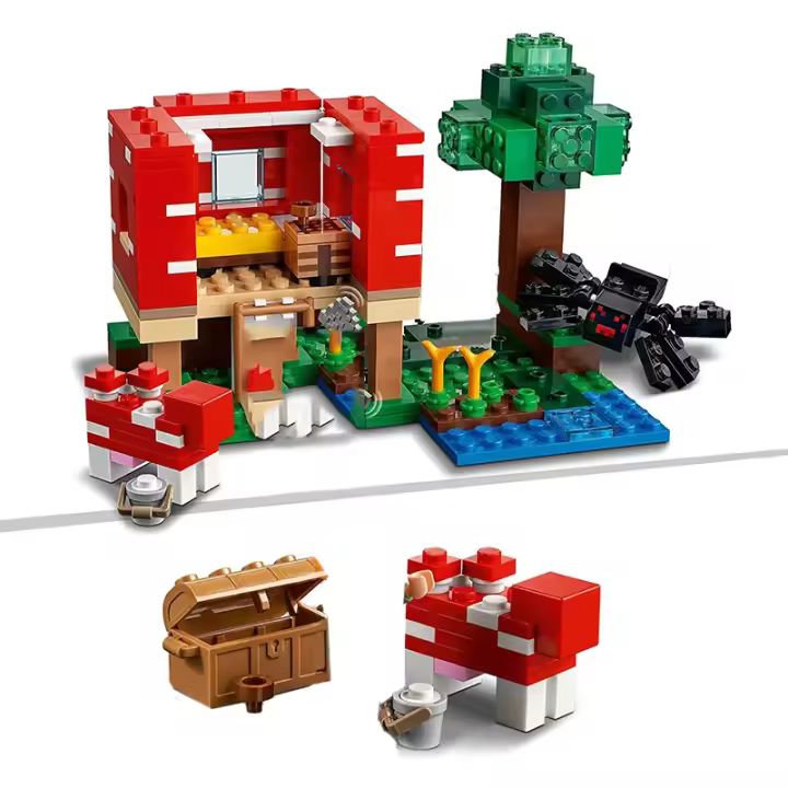 Juego De Simulación MOC Mundo Con Casa De Hongos Bloques De Construcción Vista Callejera Juego Educativo Para Niños Regalos De Navidad - 1