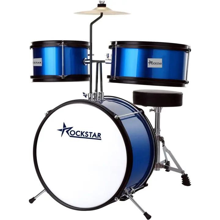 Batería Infantil Rockstar Music GC1043-BL Azul Metalizado, Kit de Percusión de Madera para Jóvenes Músicos - 1