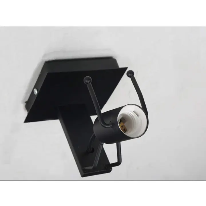 Lámpara de pared baja E27 de metal negro creativa estética industrial retro (Jump) - 1